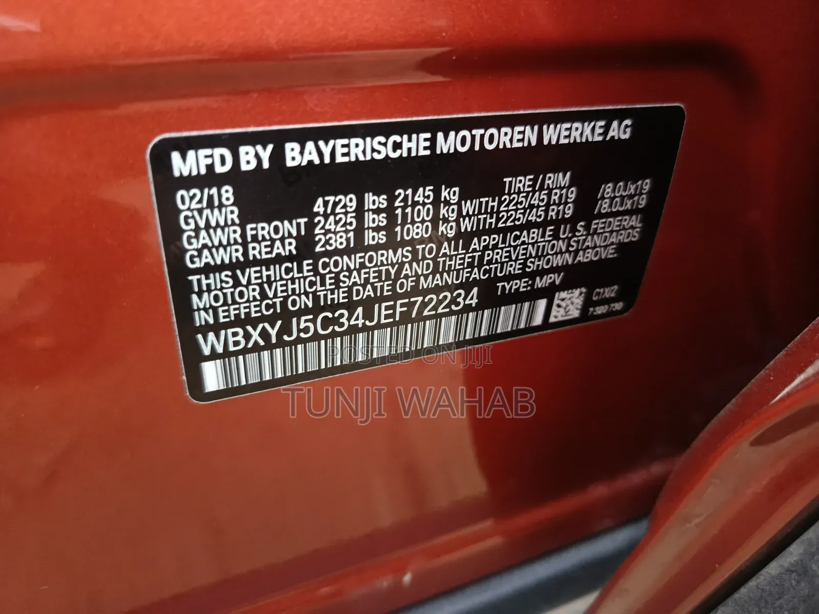 BMW X2 2018 Maroon