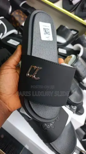 CZ Luxury Designer Slides Black Classy Palm Slippers Premium Quality