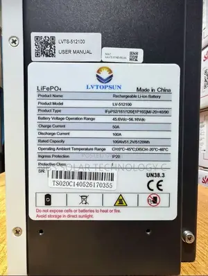 5kwh 51.2v Lvtopsun Lithium Ion Phosphate Battery