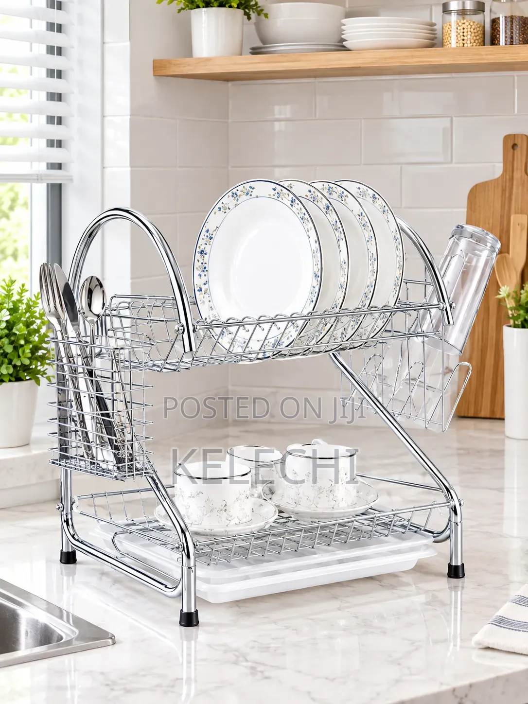 2 Layer Over the Sink Stainless Dish Rack