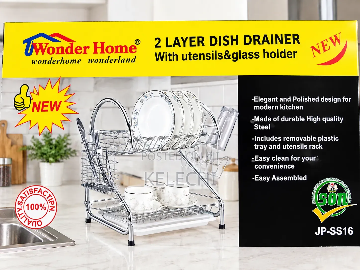 2 Layer Over the Sink Stainless Dish Rack
