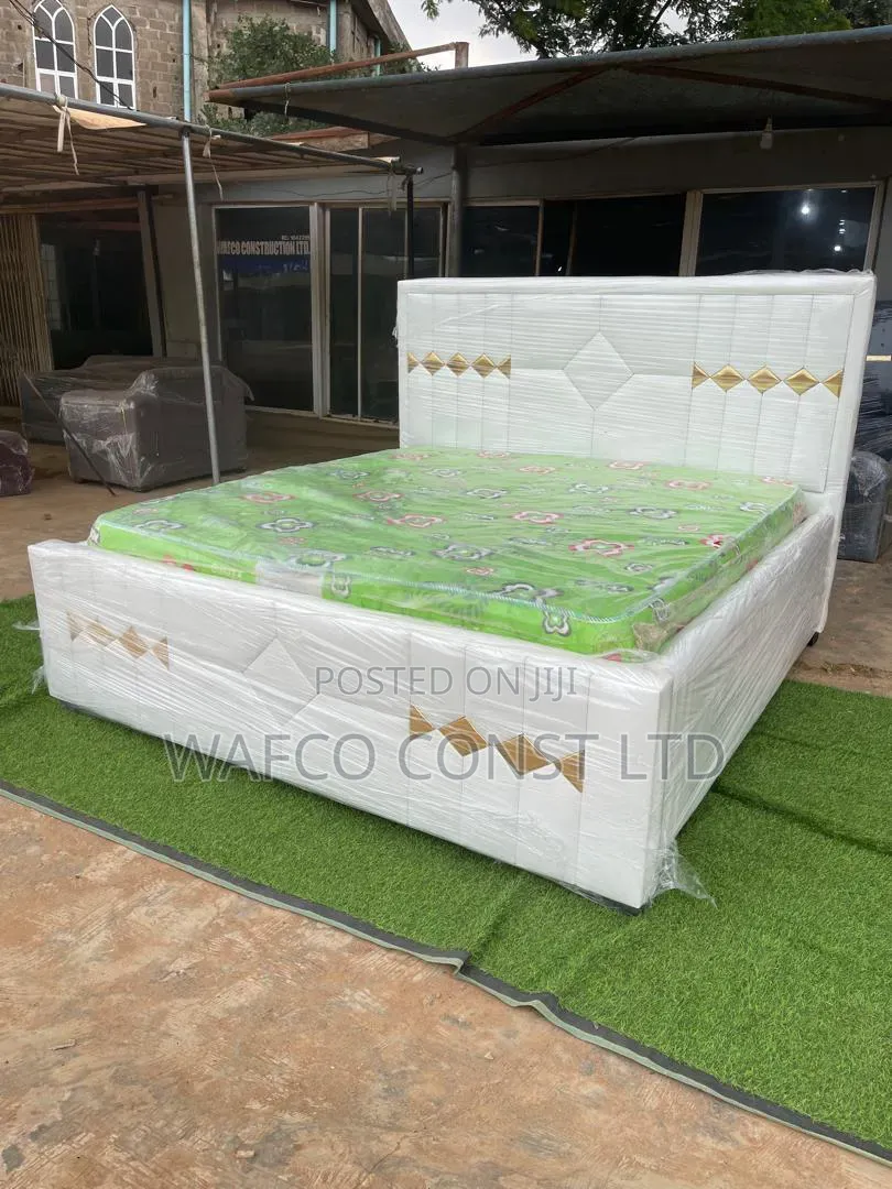 White Leather Bed Frame