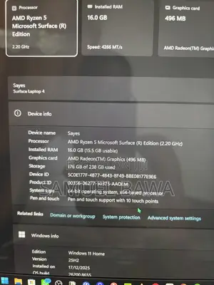 Laptop Microsoft Surface 16GB AMD Ryzen 5 SSD 256GB