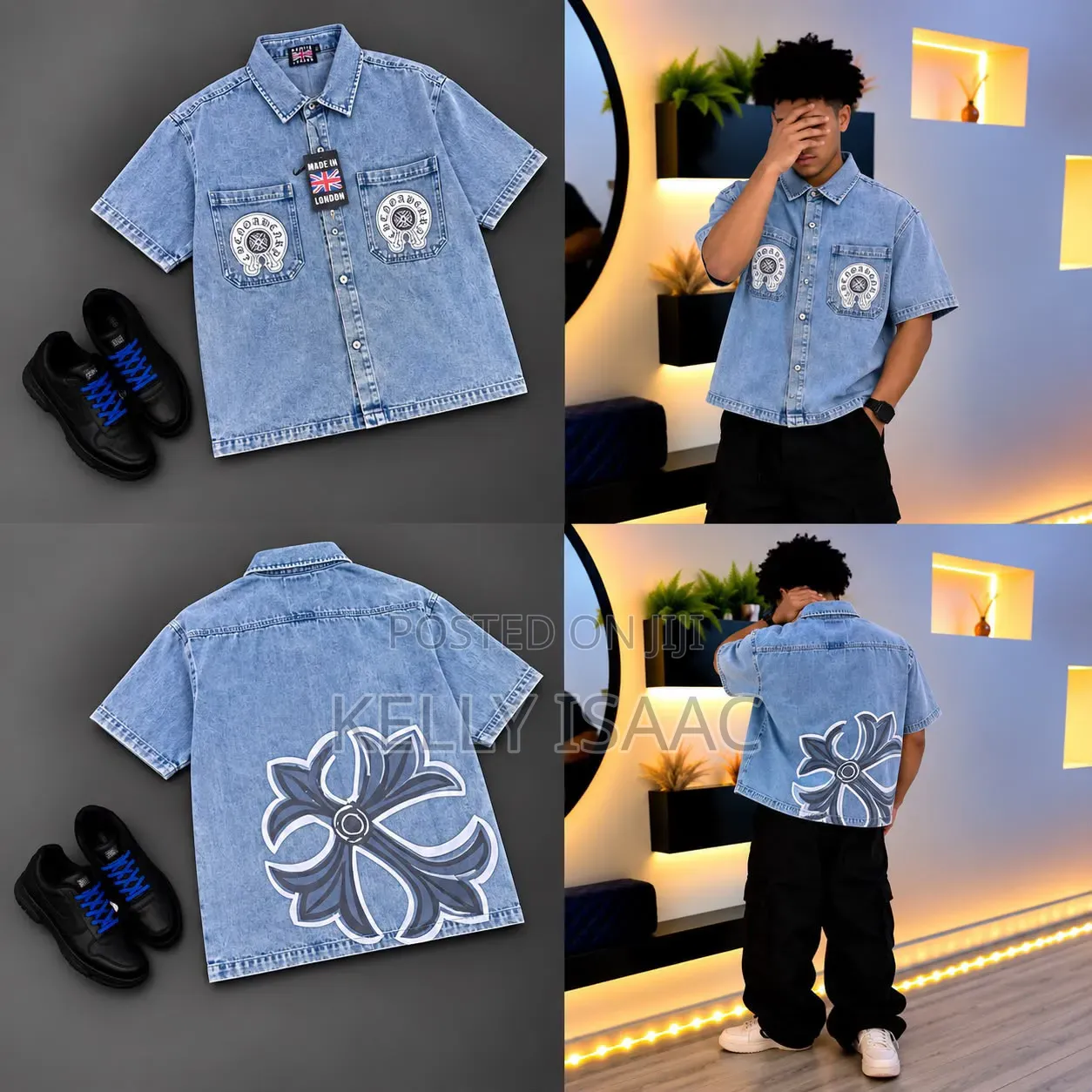 Available Short Sleeve Jeans Shirt