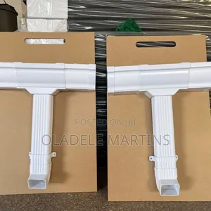 Original White PVC Rain Gutter Collector & Pipe