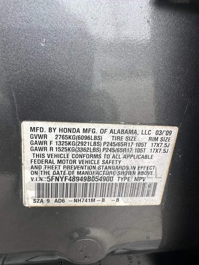 Honda Pilot 2009 Gray