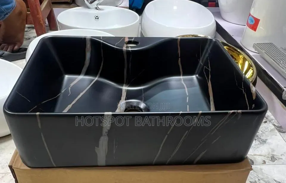 Black Marble Design Countertop Basin