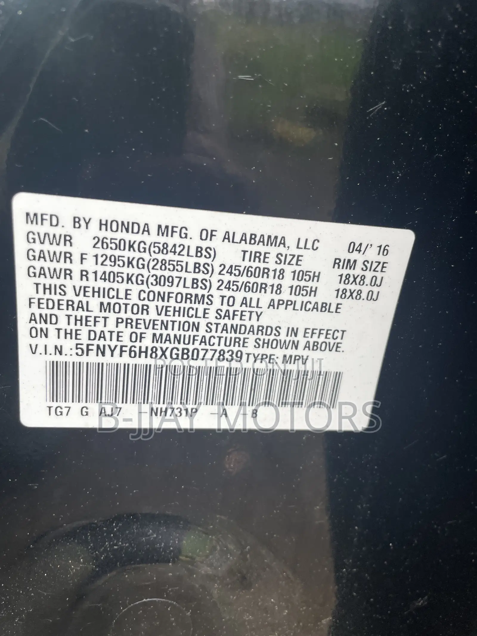 Honda Pilot 2016 Black