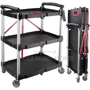 3-Tier Foldable /Collapsible Catering Trolley With Wheels