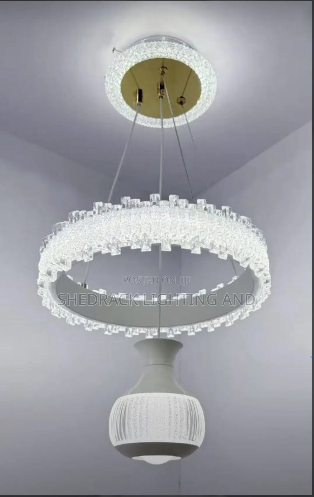  White Vase + Crystal Ring - Clean & Classy!
