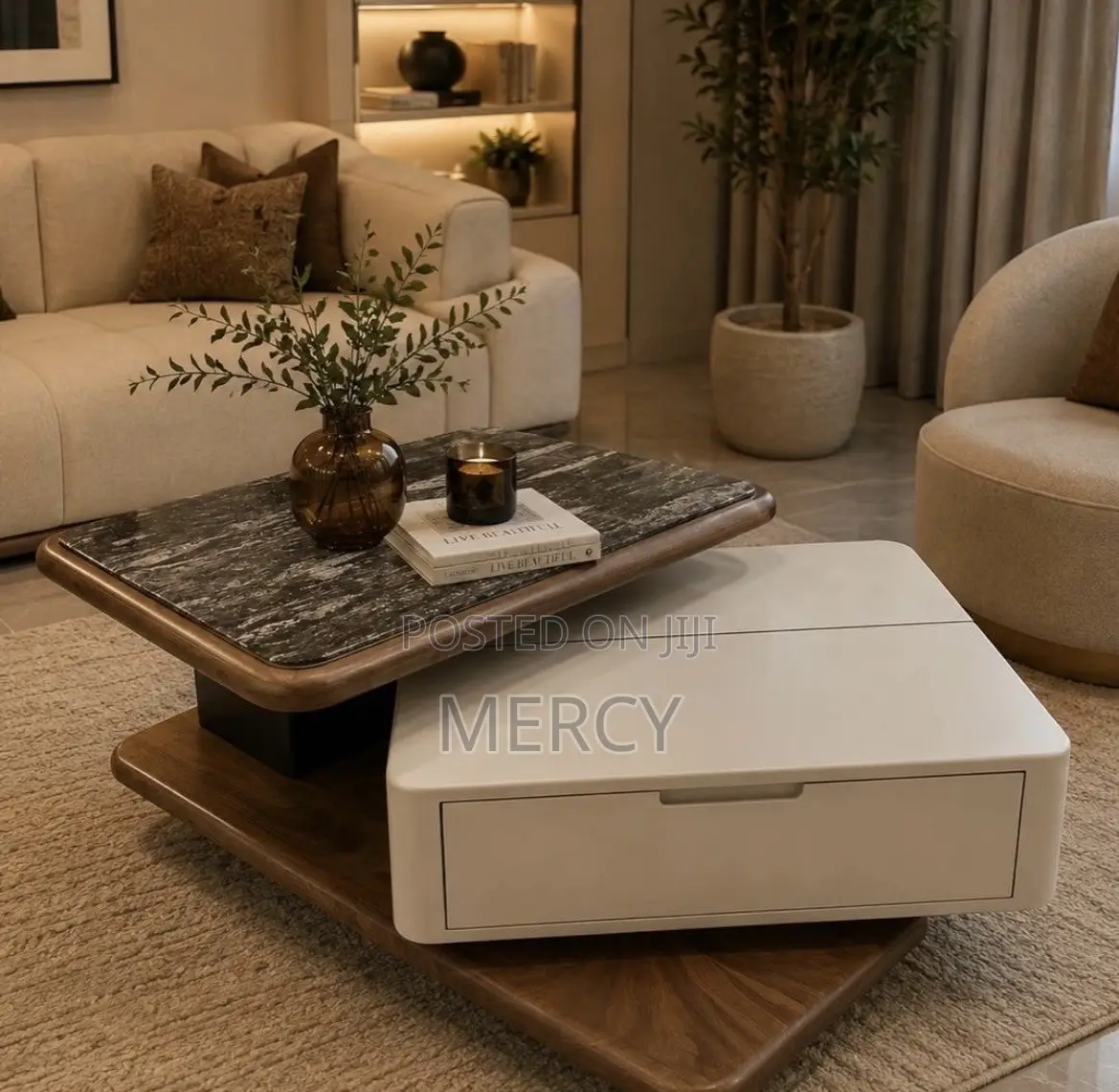 Extendable Unique Center Table With Drawers