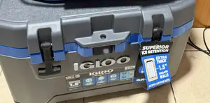 Gloo 52 QT Overland Ice Chest Cooler With Wheels, Gray and Blue