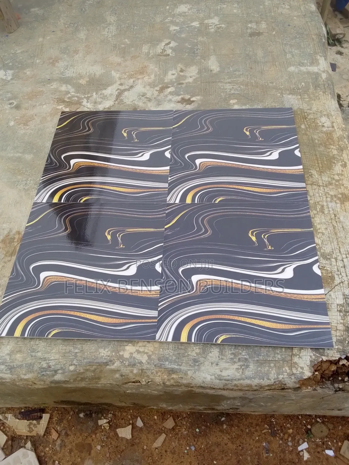 Super Gloss Black 40cm by 40cm Floor Tiles
