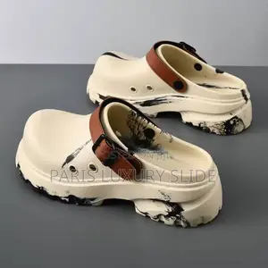 Luxury Clogs Wit Leather Buckle Strap,Black Paint Splash Fashion Crocs