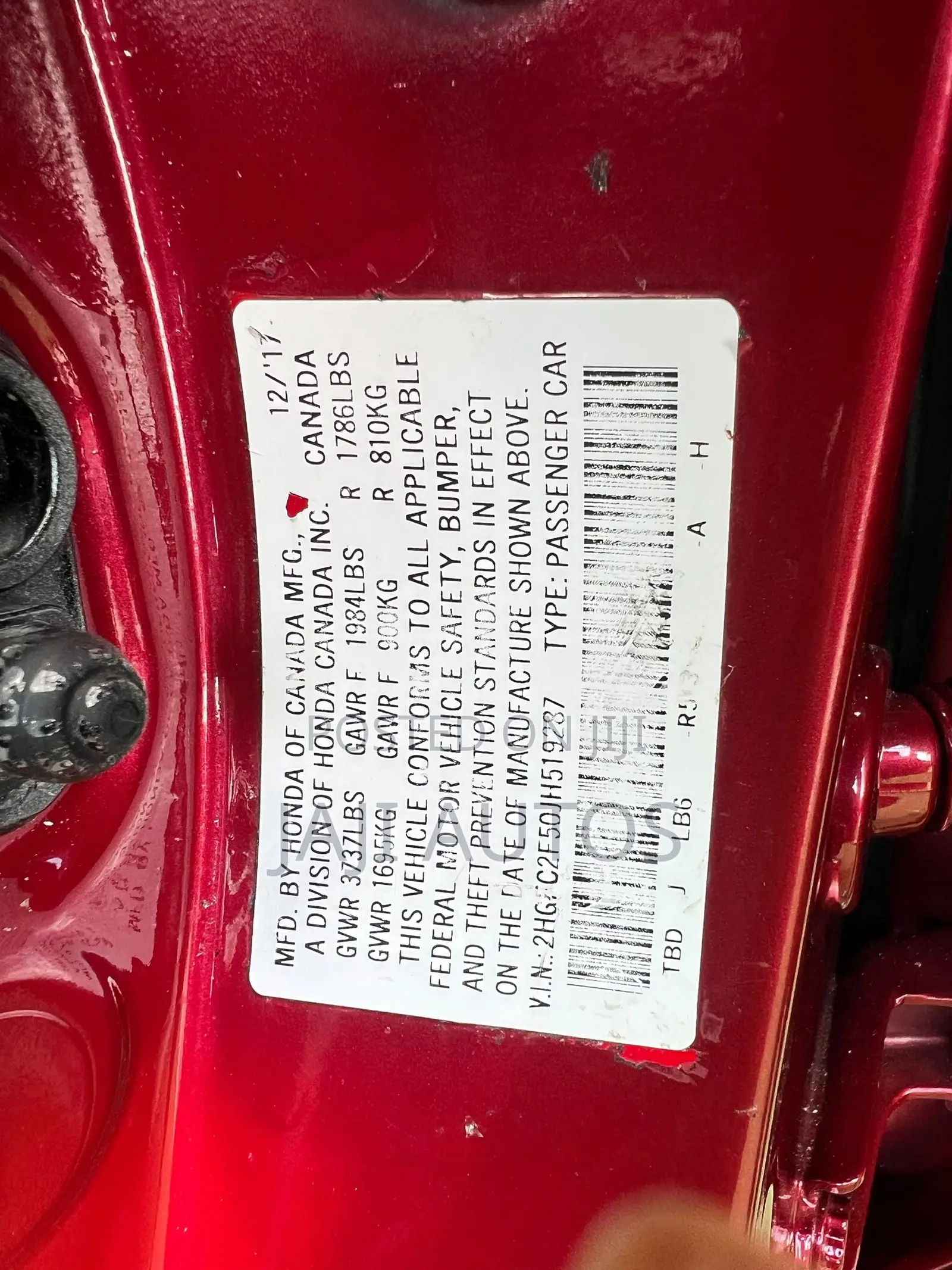 Honda Civic 2018 Red
