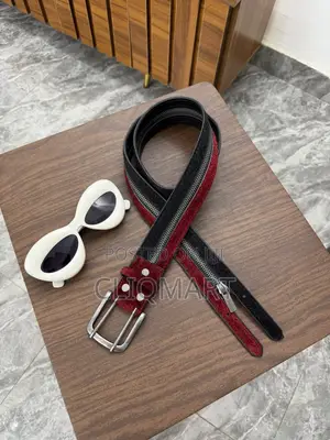 Designer Zipper-Accented Leather Belts | Black & Burgundy