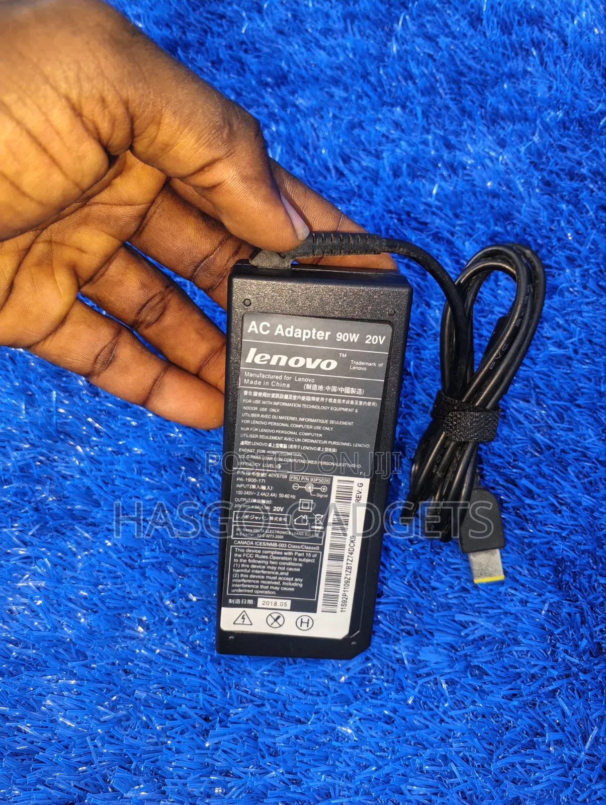 Original Lenovo Laptop Charger 90W 20v- Yellow Rectangular Tip