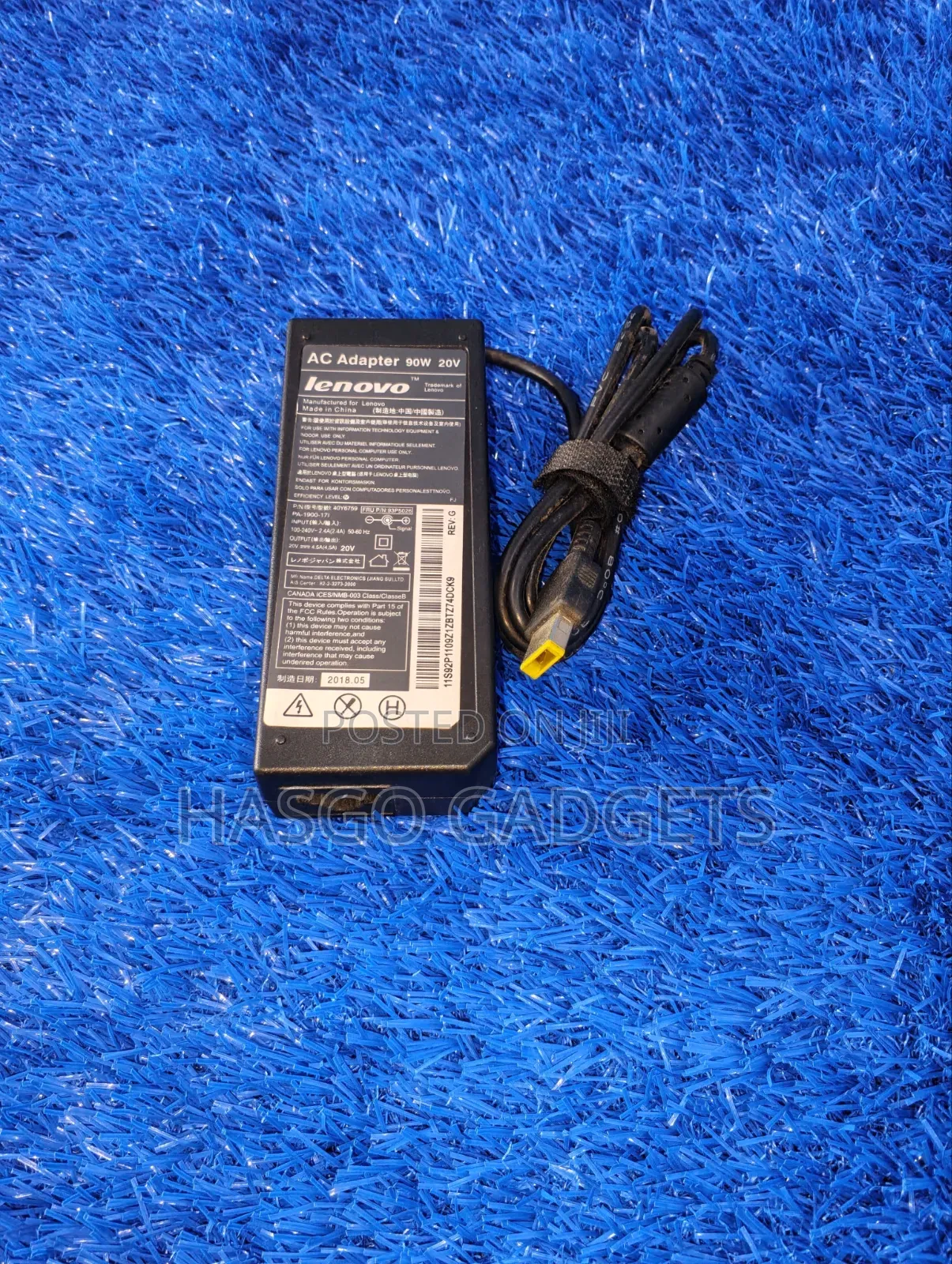 Original Lenovo Laptop Charger 90W 20v- Yellow Rectangular Tip