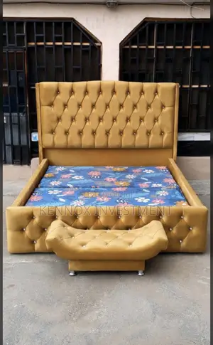High Quality 6 by 6 Upholstery Bedframe With an Ottoman