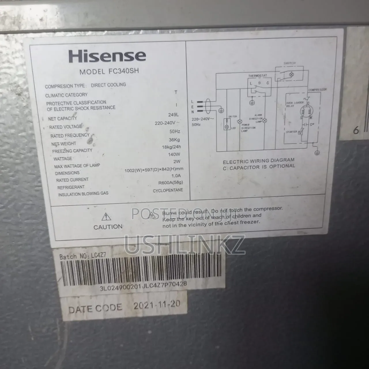 Hisense Deep Freezer 259L
