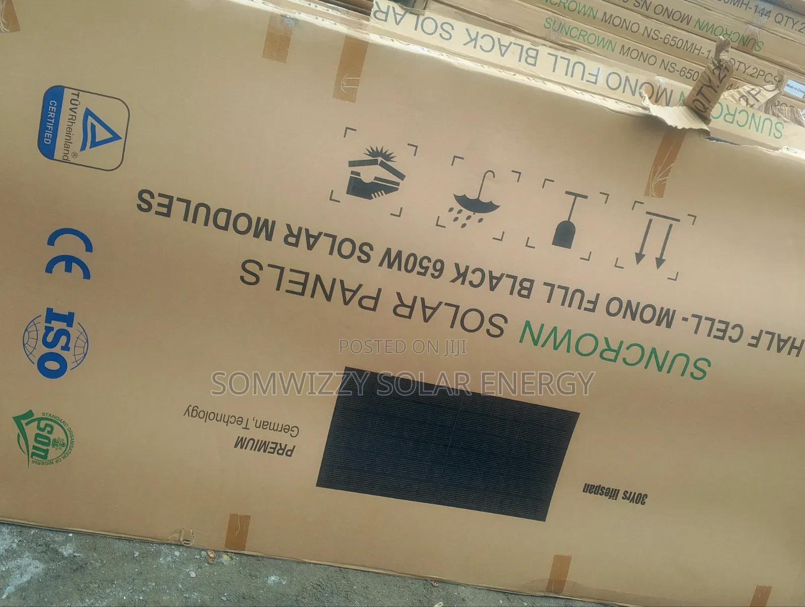 Original 650w Solar Panel ( Suncrown) Full Black.
