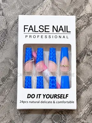 Blue Press-on False Nails – 24 Pieces DIY Artificial Nails