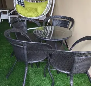Rattan Outdoor Table Set With Glass Top