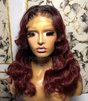 5by5 Glueless Bouncy Burgundy Wig