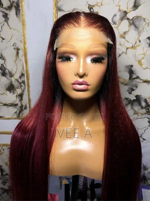 5by5 Gluless Burgundy Straight Wig