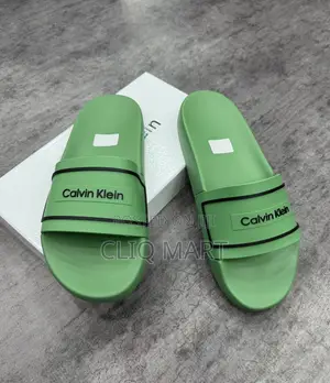 Calvin Klein Minimalist Logo Slider Sandals | Sage Green