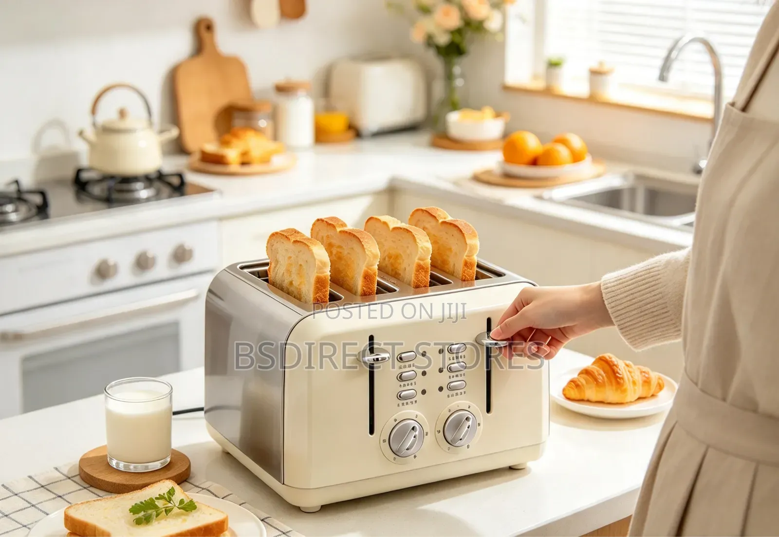 Essentials Wide Slot 4 Slice Toaster Adjustable Browning