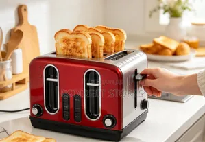 George Home RED Stainless Steel 4 Slice Deep Slots Toaster