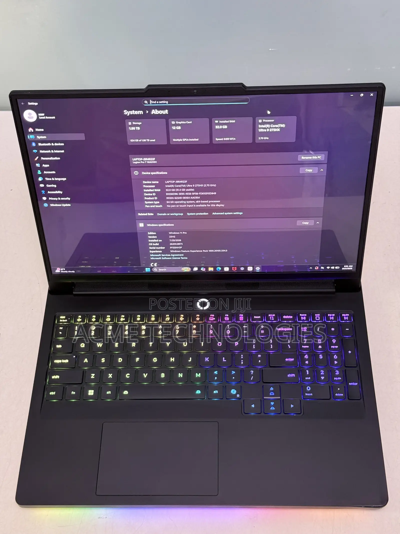 Laptop Lenovo Legion Pro 7 32GB Intel Core Ultra 9 SSD 2T