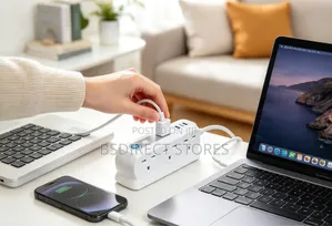 Masterplug WHITE Six Socket Extension Lead With USB - 1m