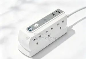 Masterplug WHITE Six Socket Extension Lead With USB - 1m