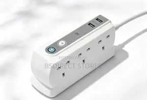 Masterplug WHITE Six Socket Extension Lead With USB - 1m