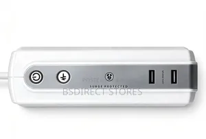 Masterplug WHITE Six Socket Extension Lead With USB - 1m