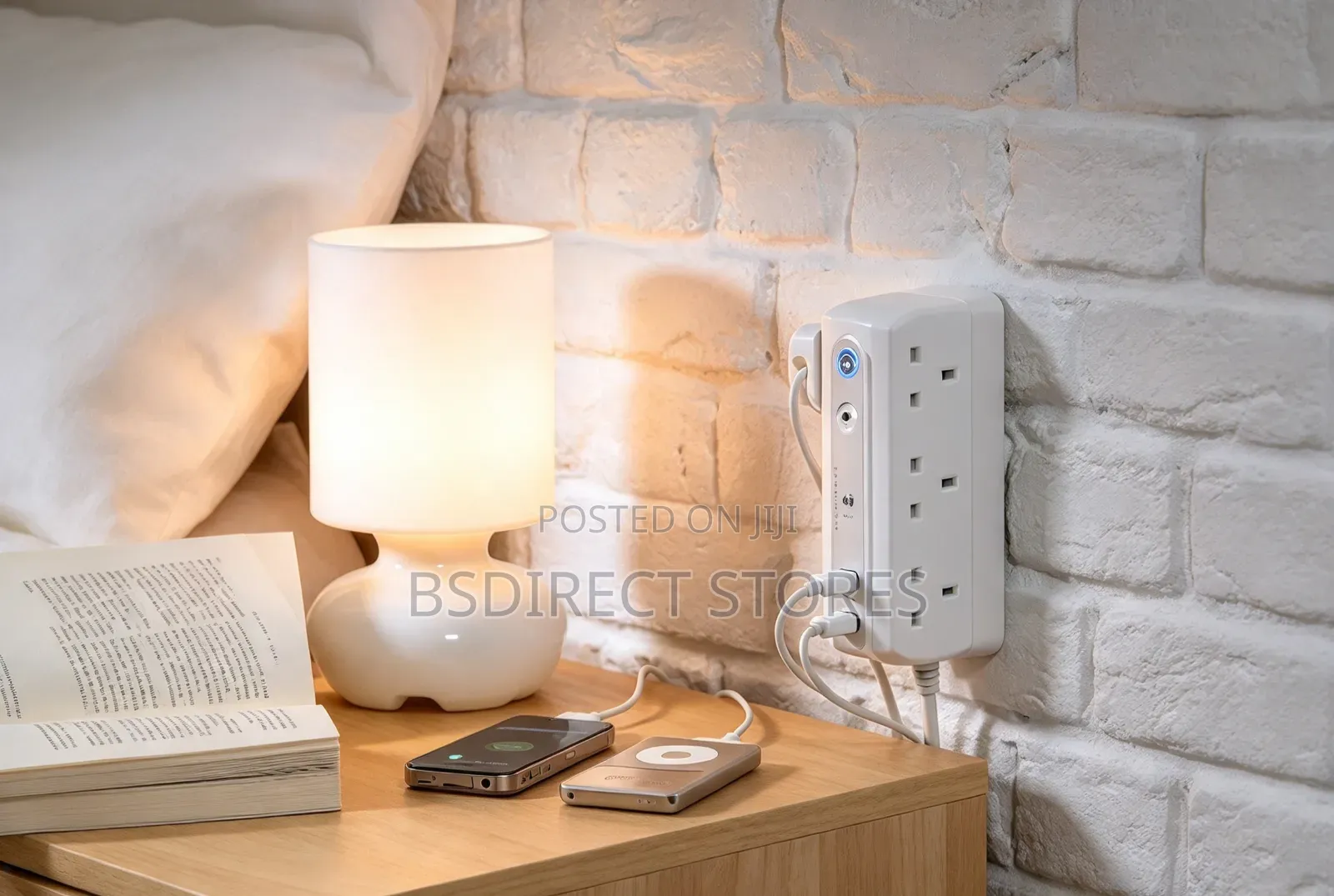 Masterplug WHITE Six Socket Extension Lead With USB - 1m