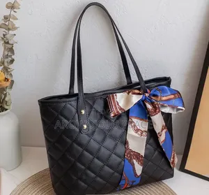 Classy Brown Women Shoulder Tote Bag With Scarf