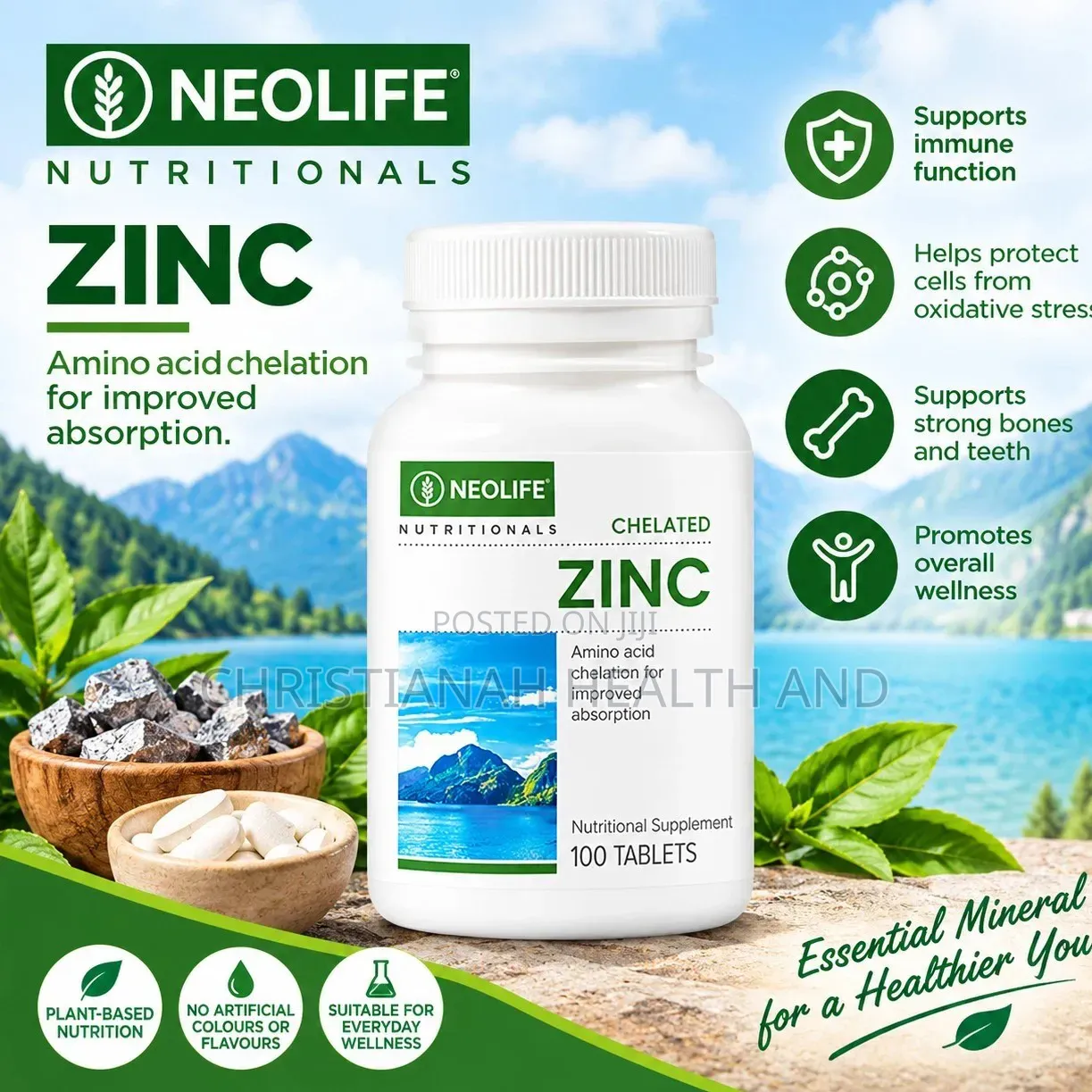 Chelated Zinc 100 Tablets Single. Zinc Supplement.