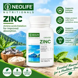 Chelated Zinc 100 Tablets Single. Zinc Supplement.
