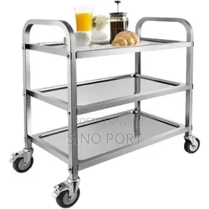 Foldable Stainless Steel Food Trolley – Kitchen & Commercial Use