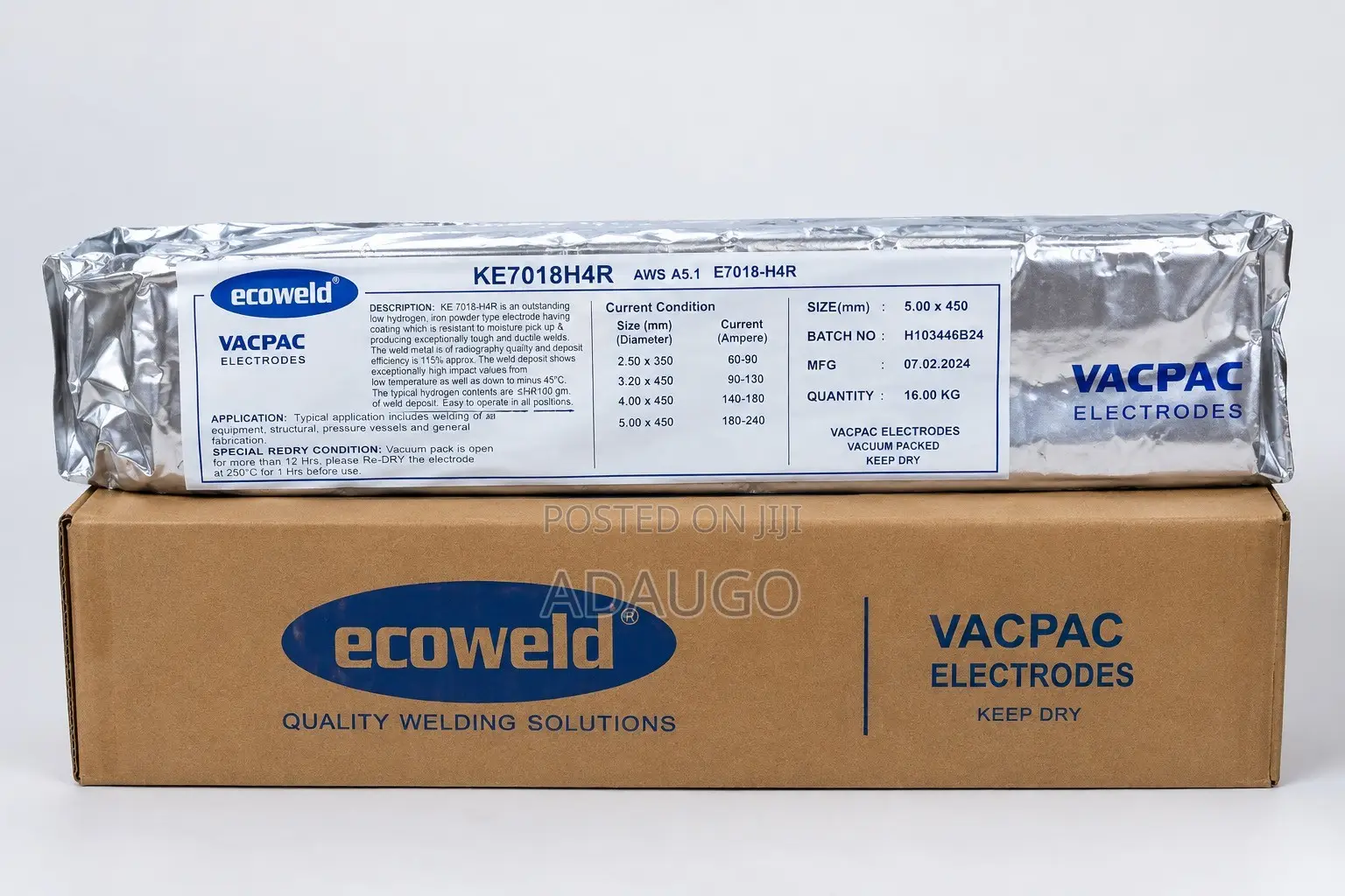Ecomweld VACPAC E7018-H4r Low Hydrogen Welding Electrodes – KE7018H4R