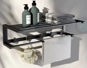 Wall-Mounted Bathroom Towel Rack With Hooks