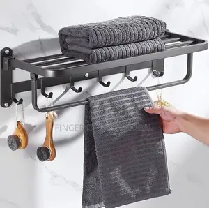 Wall-Mounted Bathroom Towel Rack With Hooks