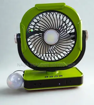 Table Top Rotating Fan Wiith LED Lights and Light Bulb-Green