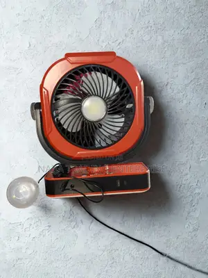 Table Top Rotating Fan Wiith LED Lights and Light Bulb- BROWN