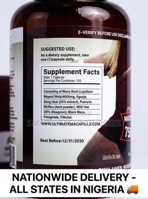 Ultimate Maca Plus Curves & Hips Supplement 7500mg-120 Veggie Capsules