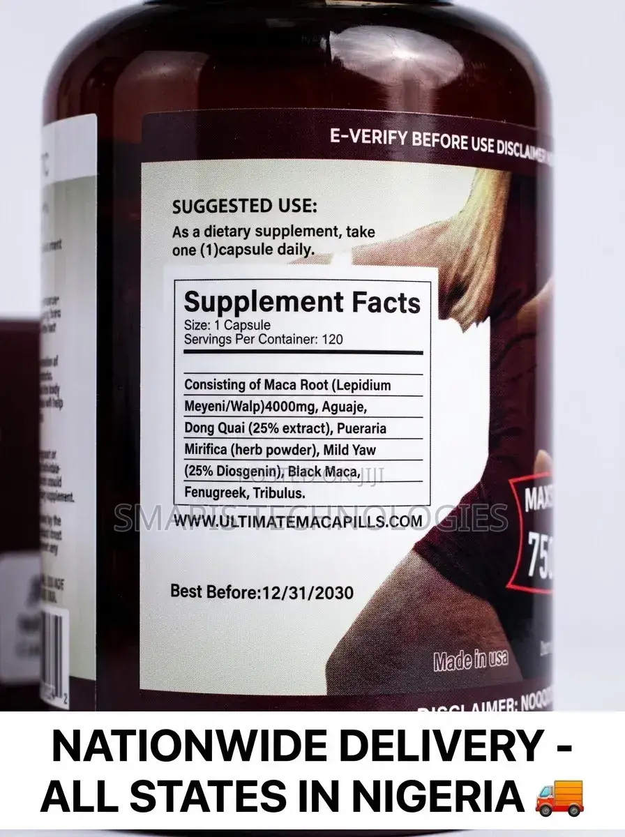 Ultimate Maca Plus Curves & Hips Supplement 7500mg-120 Veggie Capsules