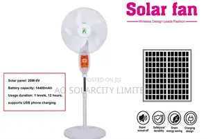Solar Rechargeable Solar Standing Fan.